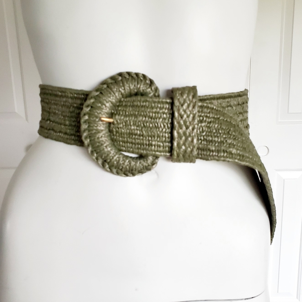 Roc elastic green woven belt S/M